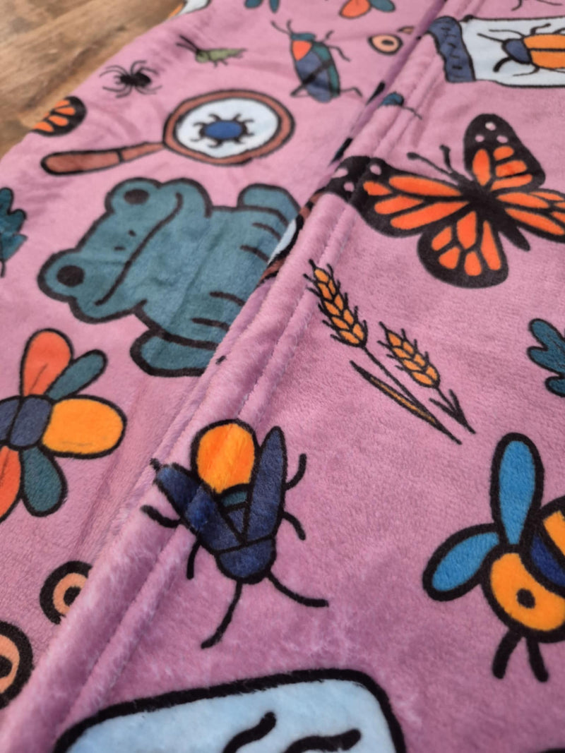 Bug Hunt Adventures Minky Blanket- Purple