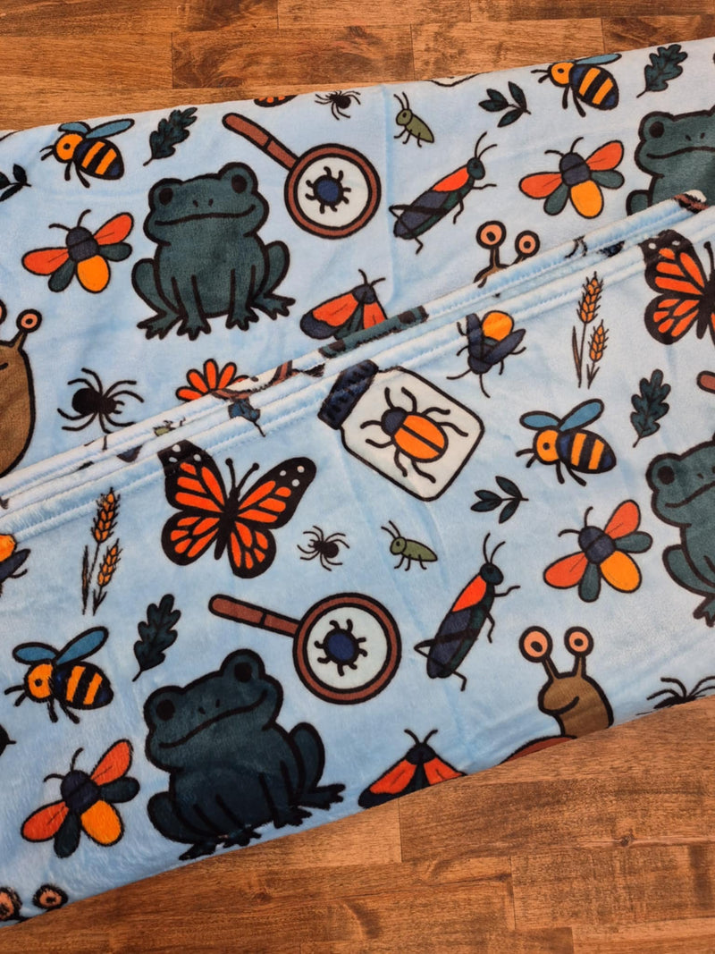 Bug Hunt Adventures Minky Blanket- Blue