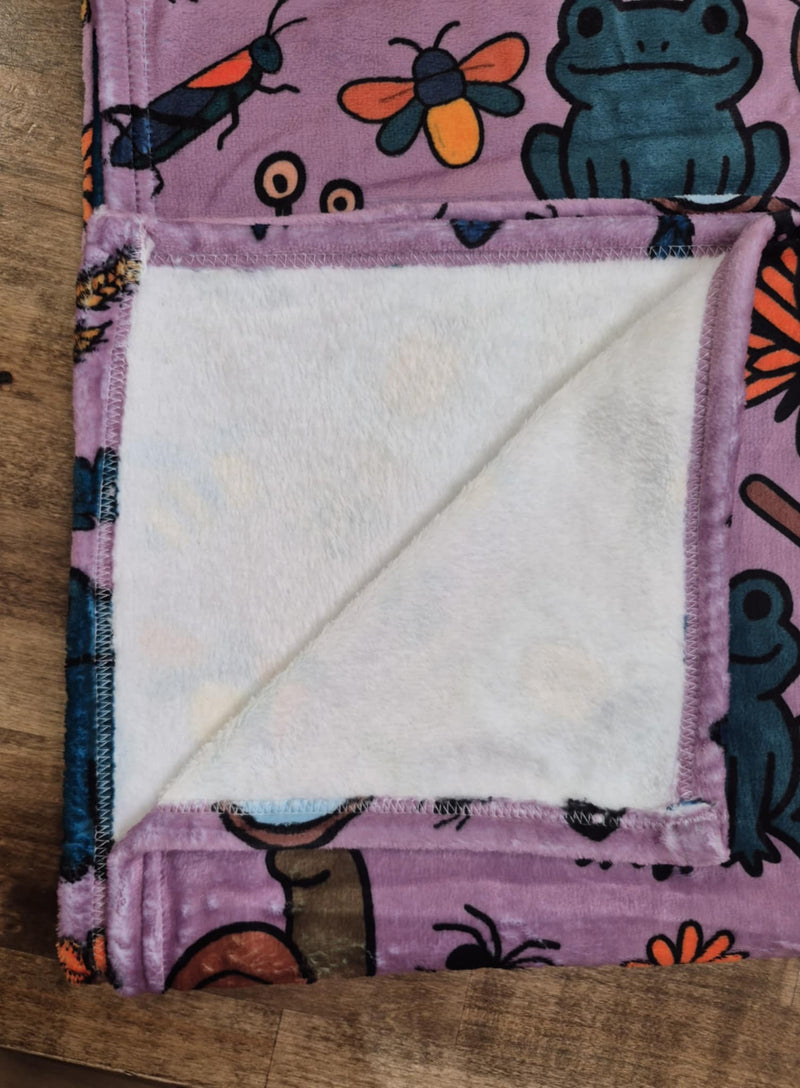 Bug Hunt Adventures Minky Blanket- Purple