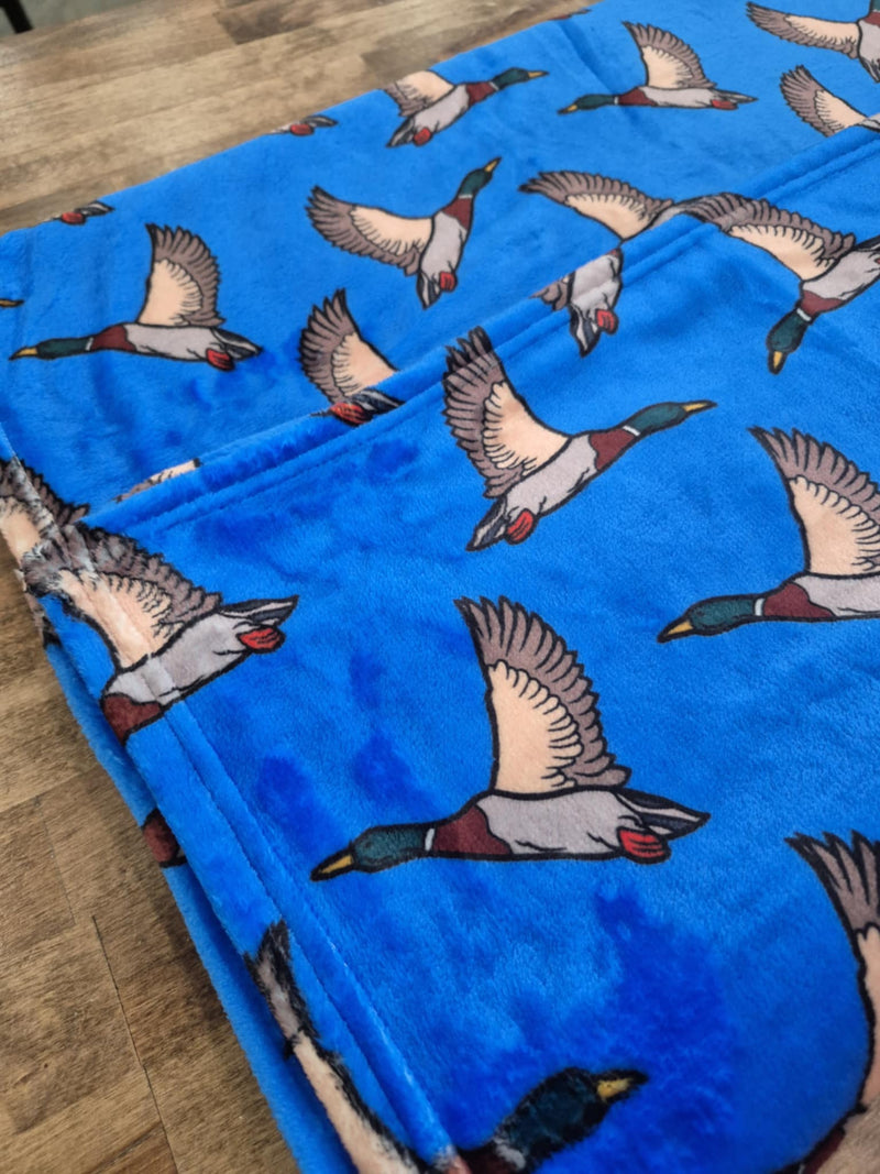 Blue Feathered Minky Blanket