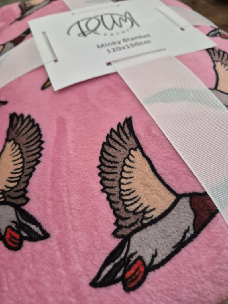 Pink Feathered Minky Blanket