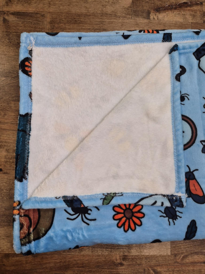 Bug Hunt Adventures Minky Blanket- Blue
