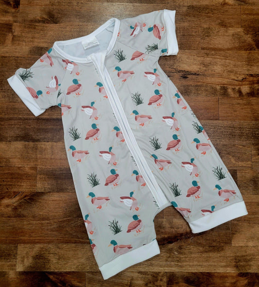 Baby Shorty Romper with Duck Print 2y