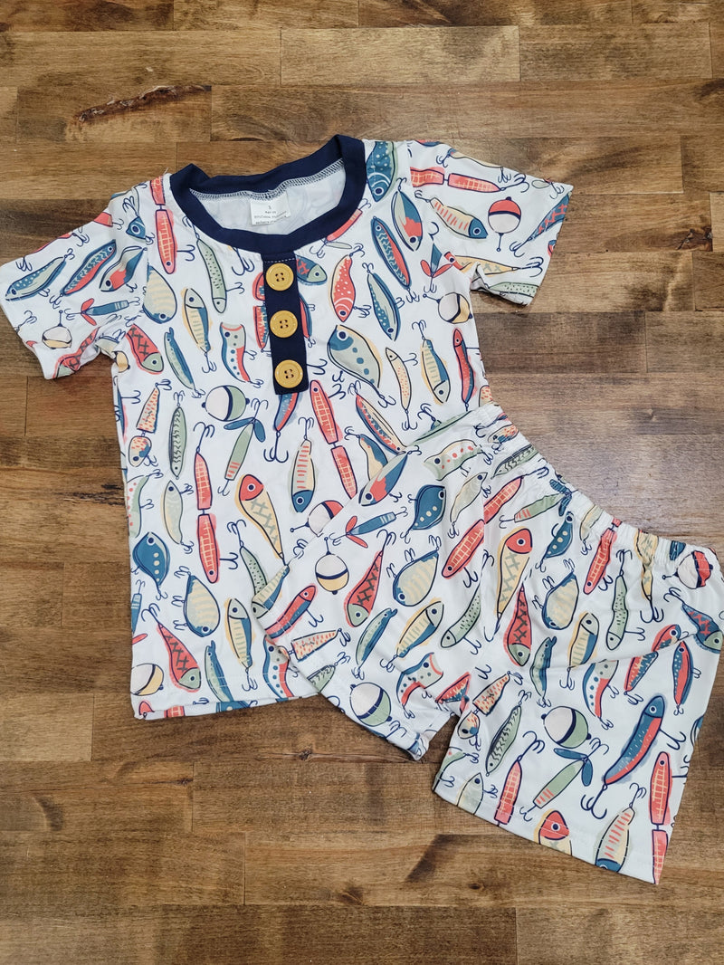 Fishing Time Children's Short Sleeve Crawler and Pants Set