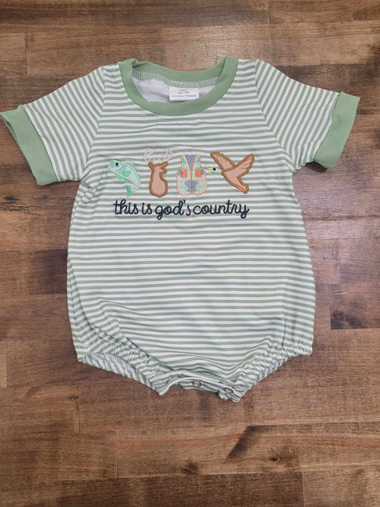 Green Striped Romper for Baby Boy