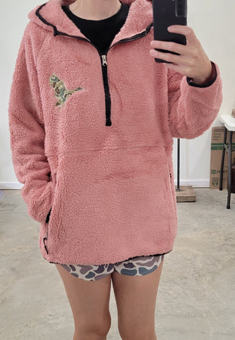 Pink Sherpa Jacket Hoodie for Women