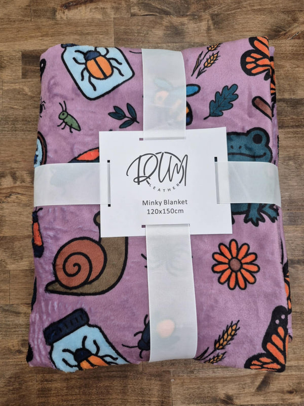 Bug Hunt Adventures Minky Blanket- Purple