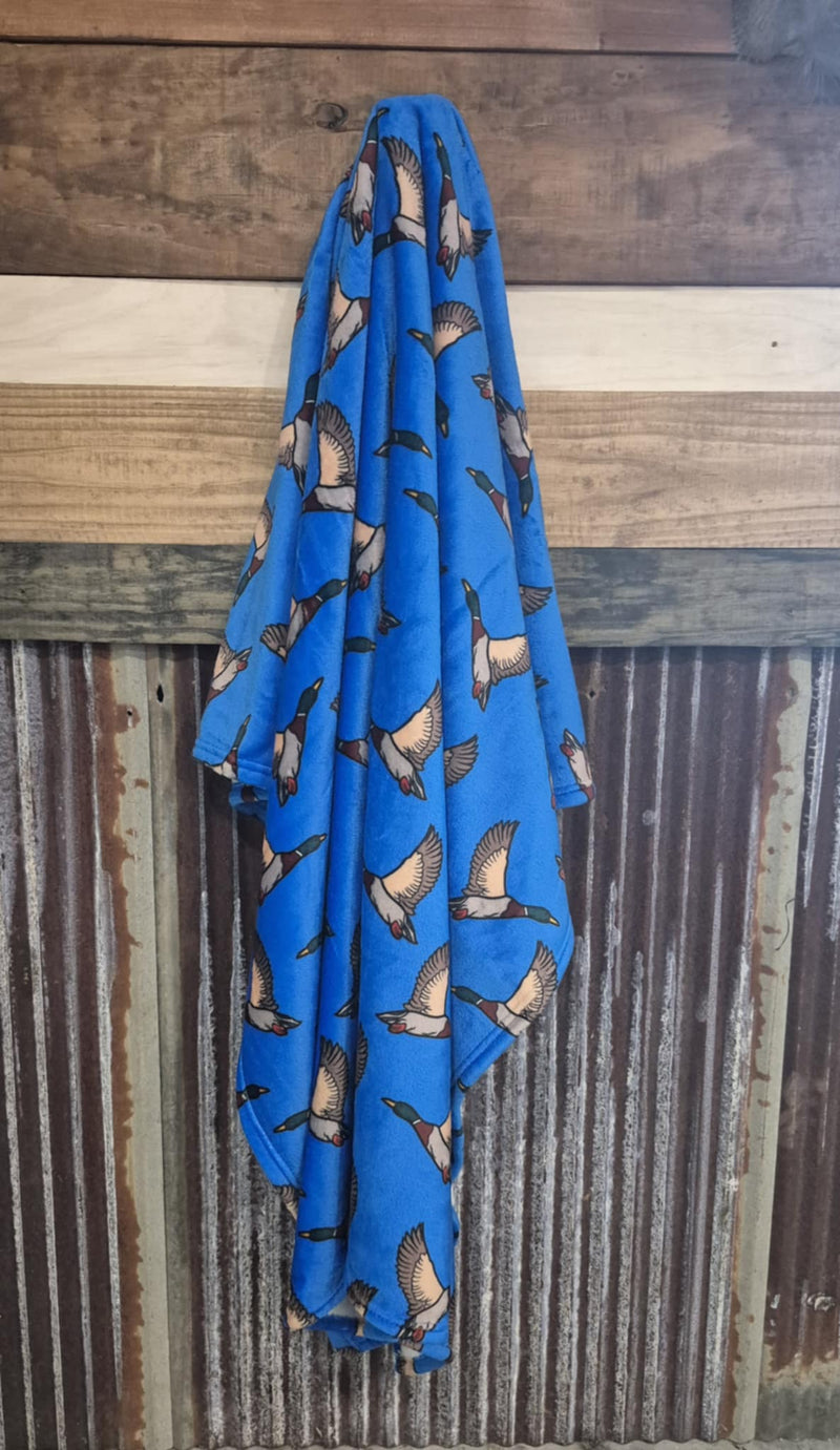 Blue Feathered Minky Blanket