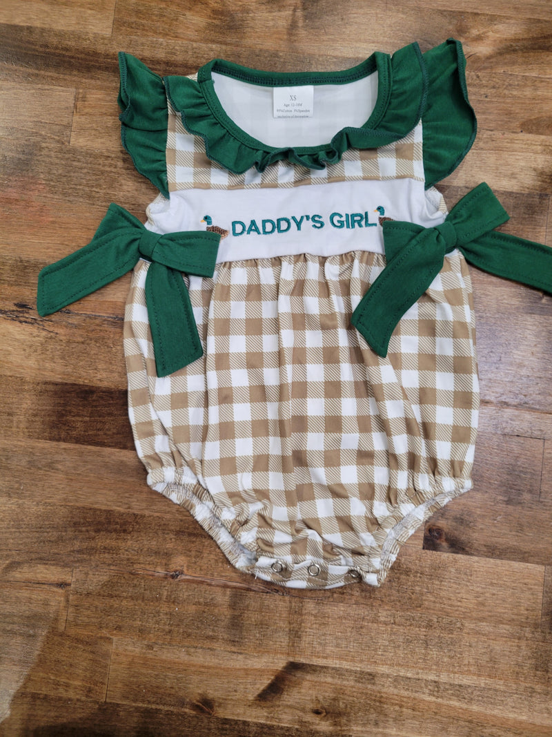  green plaid stripes summer romper for baby girls