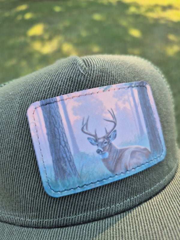 Youth & Toddler Deer Patch Hat – Green & Tan Trucker